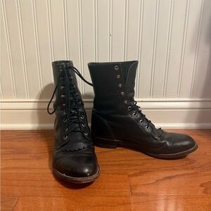 Justin Boots Black Leather Men's Lace-Up Boots